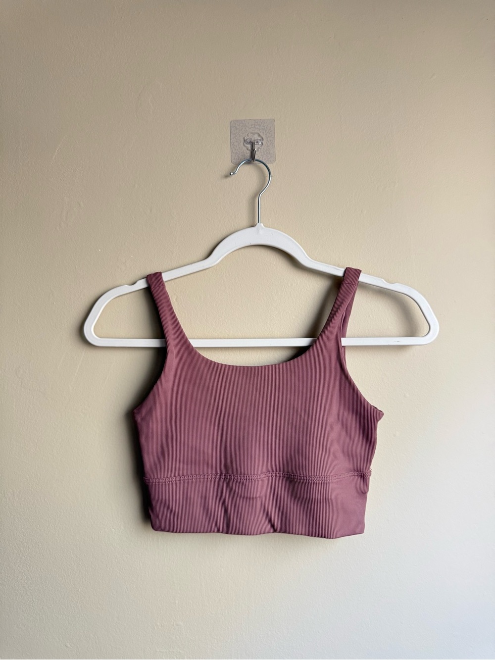 Nike Ribbed Longline Sports Bra Crop Top Pink Mauve Women’s Size S - Picture 1 of 4